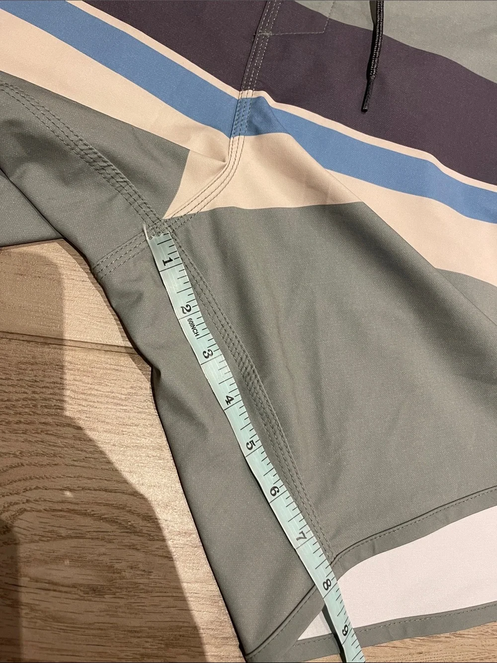 O'Neill Men’s Gray Boardshorts with Navy and Blue Stripes